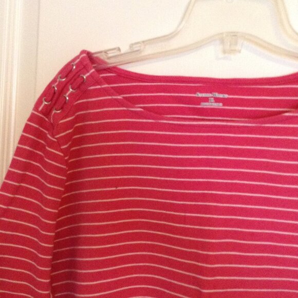 Studio Works Women's Size XL Pink Stripped Top T-Shirt 3/4 Sleeves - Picture 3 of 8